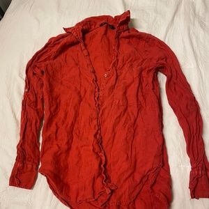 red zara blouse